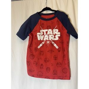 Boys STAR WARS‎ Top T-Shirt Short Sleeve Navy & Red Sz 6 Q13